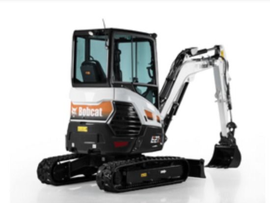 Baumaschinen mieten - Weisser Minibagger von der Marke Bobcat