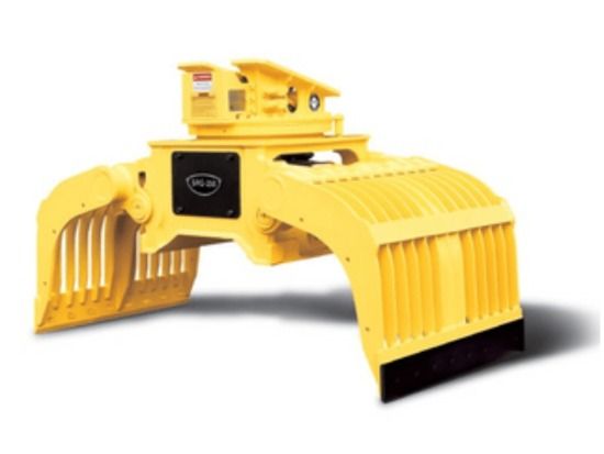Baumaschinen mieten - Gelber Greifer für den Bagger
